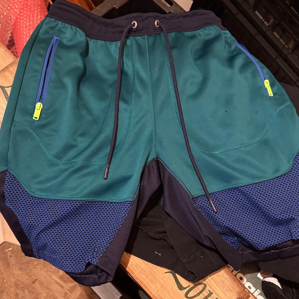 Nike Teal and Navy Men's Athletic Shorts